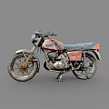 Vintage Red And Black Motorcycle With Classic Retro Styling And Distressed Details