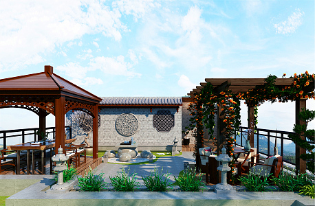 New Chinese Garden Courtyard 3d model