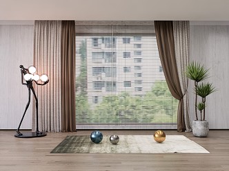 Modern Curtain Fabric Curtain 3d model