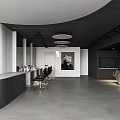 Modern Beauty Salon Interior Design With Black Chairs Reception Counter And Styling Tools