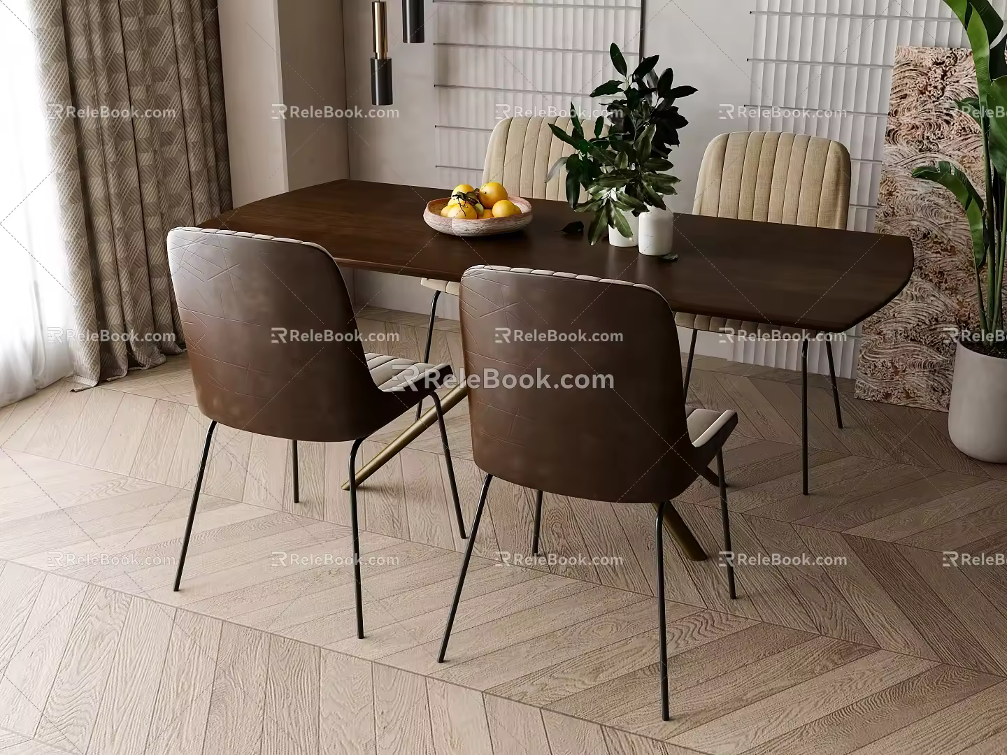 Dining table and chair combination 3d model