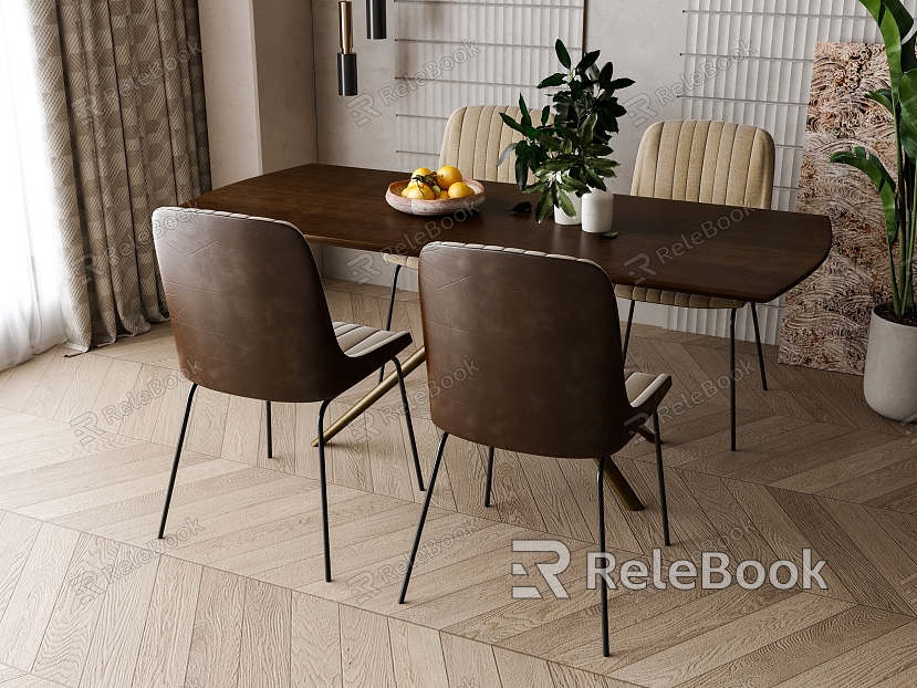 Dining table and chair combination model