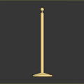 Elegant Barrier Setup With Golden Stanchions Red Velvet Rope And Reflective Base
