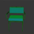 Modern Blue Upholstered Armchair With Black Metal Frame And Armrests