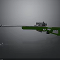 Green Sniper Rifle 3D Model With Silver Barrel Scope Trigger And Grip