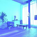 Furniture Showroom Interior With Natural Light Wooden Floor Chair Table And Green Plant
