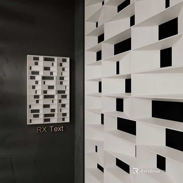 Modern Geometric Partition Design With Layered White Panels And Black Gaps 3d model