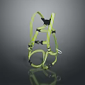 Man Using Fluorescent Green Safety Harness With Black Buckles And Adjustable Straps