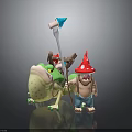 Cartoon Characters With Frog Creature And Mushroom Hat Figure