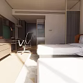 Modern Hotel Room Interior Design With Two Beds TV Desk And Chair