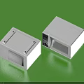 White Air Conditioner Fan Units With Modern Design Control Panel And Green Background