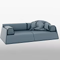 Modern Minimalist Two Seater Sofa With Gray Leather Cushions And Simple Design 3d model
