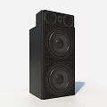 Modern Black Vertical Speaker With Large Audio Drivers And Grid Design 3d model