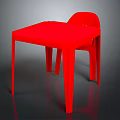 Red Modern Plastic Table And Chair Set With Sleek Design And Simple Structure