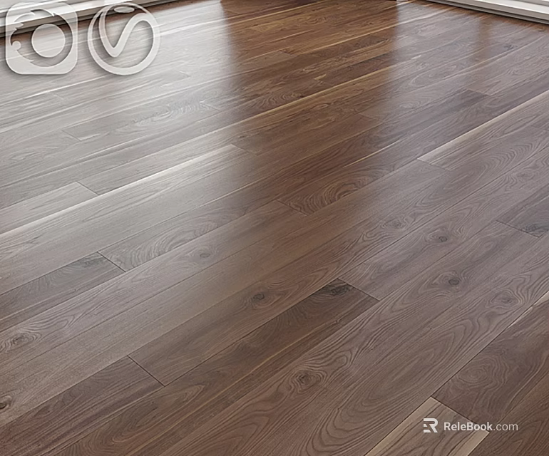 Dark Hardwood Flooring with Natural Wood Grain and Glossy Finish for Modern Home Interior 3d model 
