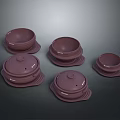 Brown Ceramic Bowls With Lids Set of Five for Kitchen Dining Collection