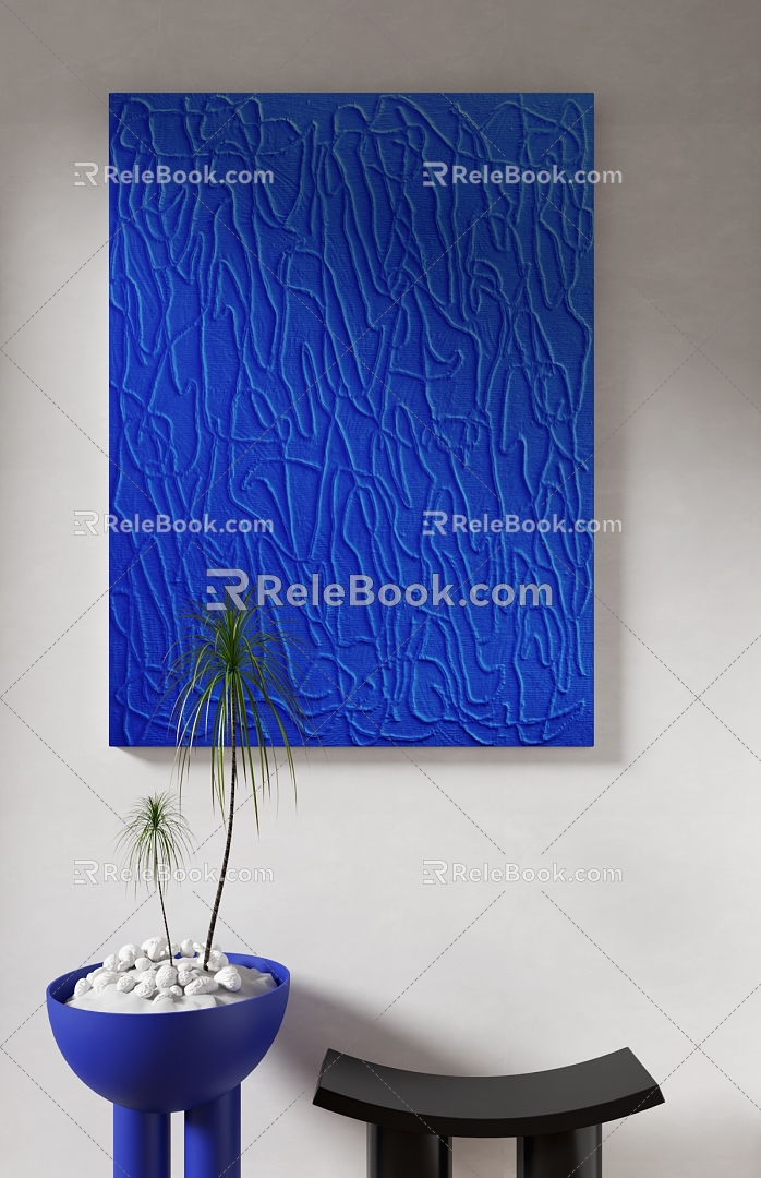 Minimalist Decorative Painting Abstract Painting Blue Painting Texture Painting 3d model