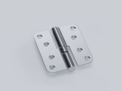 Durable Stainless Steel Hinge with Installation Holes and Smooth Surface Design 3d model