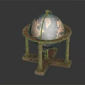 Vintage Decorative Globe Furniture with Ornate Pillar Stand and Aged Classic Design