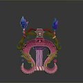 Pink Home Living Decorative Item With Blue Flame And Orange Curved Designs