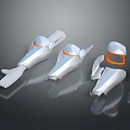 White Mechanical Components With Orange Accents And Prosthetic Design Elements 3d model
