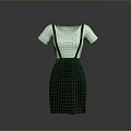 Fashionable Women's Casual Outfit White T-shirt Paired With Black Suspender Skirt