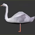 Low Poly Style Swan Character With White Feathers And Orange Beak Legs