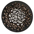 Modern Round Wall Decor With Curved Brown And White Elements On Black Background 3d model