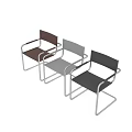 Brown Leather Armchair With Chrome Metal Frame And Modern Sleek Design