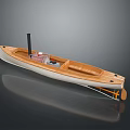 Wooden Steam Boat Model With Interior Seats And Classic Design Features 3d model