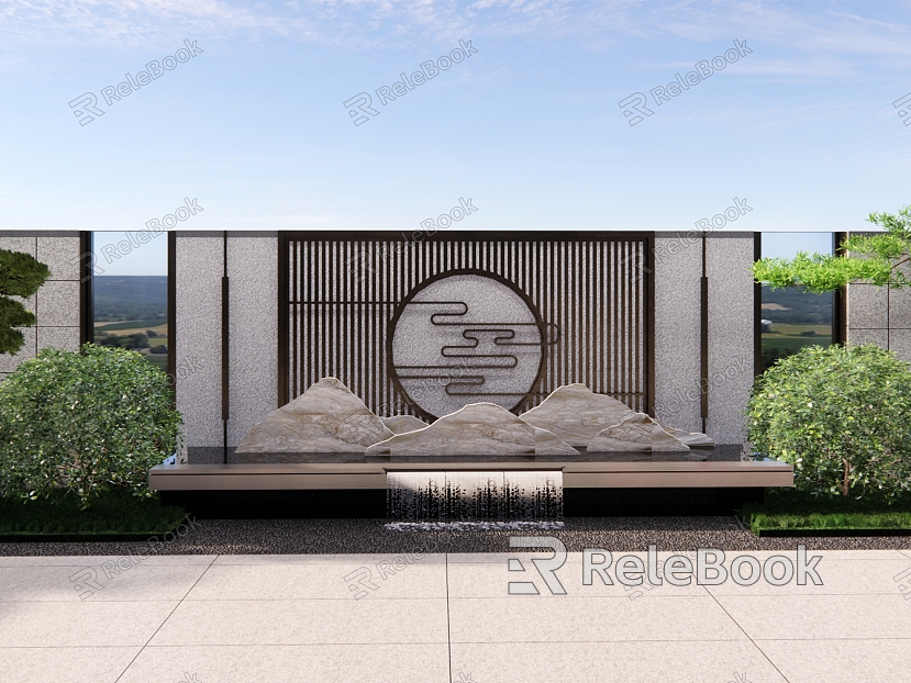 New Chinese Style Landscape Wall Landscape Wall Enclosure Wall Landscape Wall model