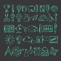 Hand Drawn Educational Icons Collection With Various School Supplies And Stationery