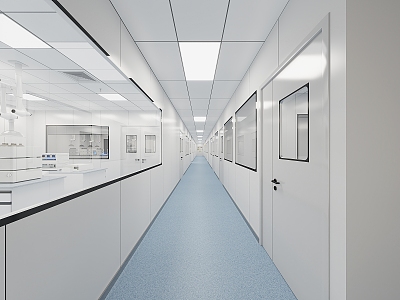 Modern aisle laboratory corridor 3d model