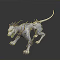 Mythical White Dog With Purple Spikes Green Mouth And Intricate Patterns Fierce Stance