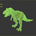 Tyrannosaurus Rex Dinosaur Model With Brown Striped Body Green Eyes Open Mouth Standing Pose