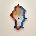 Unique Shape Wall Mounted Mirror With Colorful Frame And Dot Decorations Reflecting Room Scene