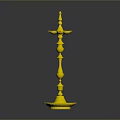 Golden Decorative Ornament with Intricate Carvings and Pedestal Base Design