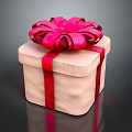 Elegant Decorative Beige Gift Box For Home Decor With Red Ribbon And Pink Bow