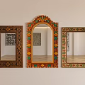 Decorative Mirrors With Ornate Frames Displayed On Wall In Varied Designs 3d model