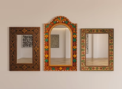 Decorative mirror Mexican style mirror 3d model