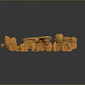 Orange Rock Scene Components With Wall Structures Arch And Small Stone Models 3d model