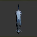 Blue Buffalo With Textured Body And Horns On Dark Background