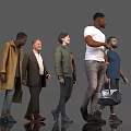 Diverse Group of People Figure Models with Various Outfits Standing Poses