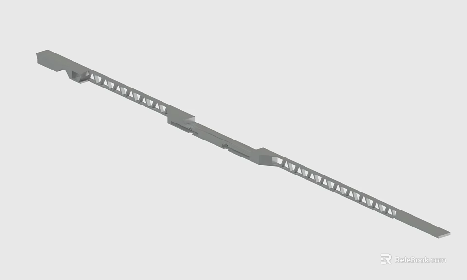 Industrial Gray Metal Strip With Spaced Holes And Grooved Section Design 3d model 