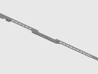 Industrial Gray Metal Strip With Spaced Holes And Grooved Section Design 3d model