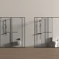 Modern Shower Sauna Room With Glass Partitions White Toilet Washbasin And Wooden Floor