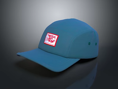 Animal Logo On Red Label Of Blue Cap For Fashion Accessory 3d model