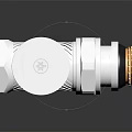 Hardware Tool White Valve with Top Round Cover and Bottom Golden Thread on Black Background