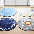 Round Carpets with Alphabet Letters Numbers and Colorful Space Theme Designs