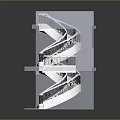 Modern Spiral Staircase Architectural Model With Three Levels And Decorative Railings